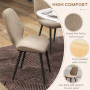 Set of 2 Velvet Dining Chairs with Sturdy Metal Legs Ideal for Dining Room Use Light Brown