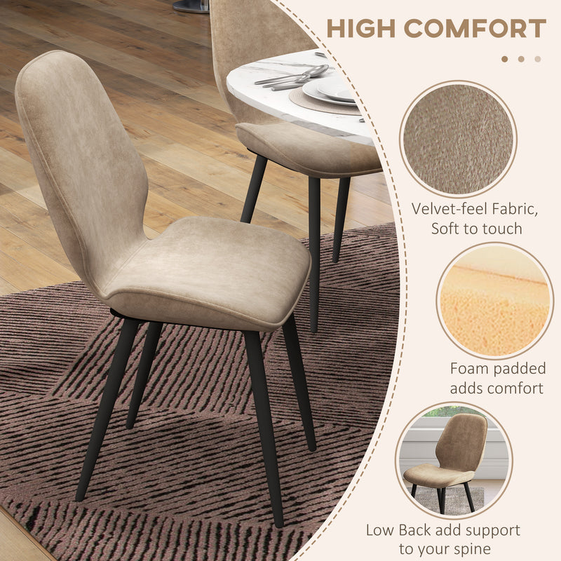 Set of 2 Velvet Dining Chairs with Sturdy Metal Legs Ideal for Dining Room Use Light Brown