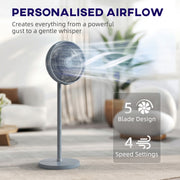 Pedestal Fan with Remote Control and Timer for Quiet Whole Room Cooling Grey AOSOM