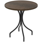 Brown 66cm Galvanised Steel Round Garden Table for Patio and Outdoor Use by Outsunny