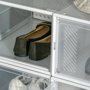 8 Piece Clear Stackable Plastic Shoe Storage Boxes with Magnetic Door for Sizes up to 12 by HOMCOM