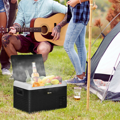30L Portable Car Fridge with Fast Cooling Ideal for Travel and Camping Grey and Black AOSOM