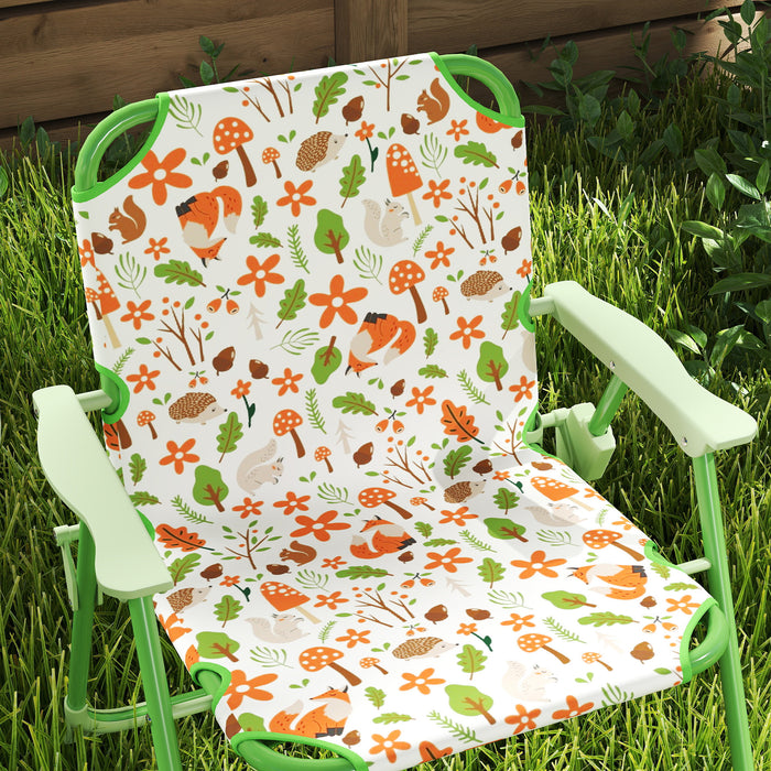 4 Piece Kids Garden Table and Chair Set with Adjustable Parasol Foldable Design Green by AIYAPLAY
