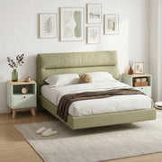 Set of 2 Bedside Tables with Drawer and Shelf for Organised Bedroom Storage Light Green Oak AOSOM