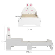 Toddler Bed with Rabbit Design Ideal for Kids Bedroom Play and Sleep Space, White