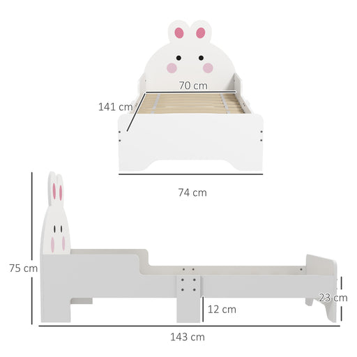 Toddler Bed with Rabbit Design Ideal for Kids Bedroom Play and Sleep Space, White