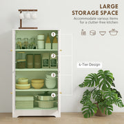 4 Door Kitchen Storage Cabinet With Adjustable Shelves For Organised Cooking Space White