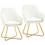 Set of Two Cream Sherpa Fleece Dining Chairs with Gold Legs by HOMCOM