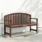 Wooden Garden Bench for Two with Curved Back and Armrests for Outdoor Comfort Carbonised Finish Outsunny