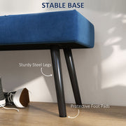 End of Bed Upholstered Bench with X Frame Steel Legs Ideal for Bedroom or Hallway, Blue