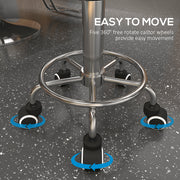 Height Adjustable PU Leather Rolling Stool With Wheels For Salon Or Spa Use Brown