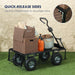 Blue 114L Steel Frame Garden Cart Trolley for Heavy Duty Yard Work by Outsunny