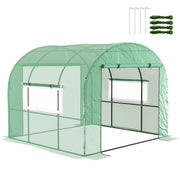 3x3m Walk In Polytunnel Greenhouse Green Weather-Resistant Grow Tent by Outsunny
