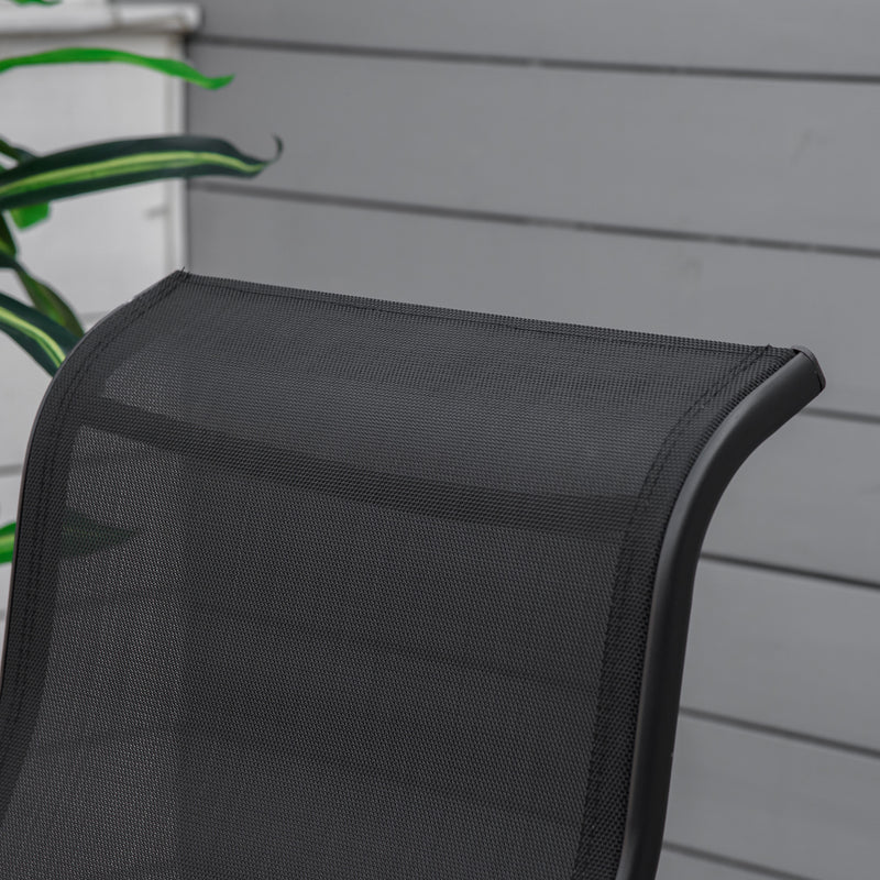 Black Outdoor Glider Rocking Chair with Metal Frame for Relaxing in the Garden