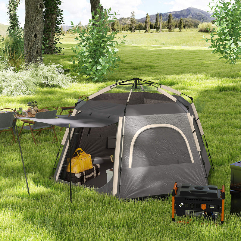 4 Person Dome Tent with Fast 2 Minute Setup for Easy Camping Shelter Dark Grey