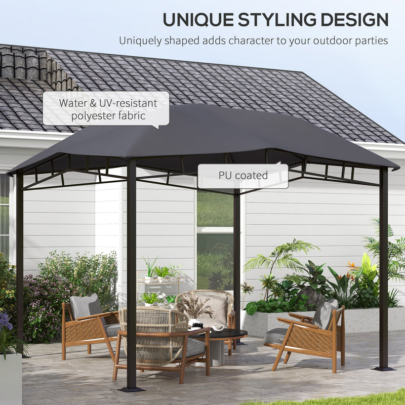 Grey 3x3m Garden Gazebo with Steel Frame and Sunshade Canopy by Outsunny