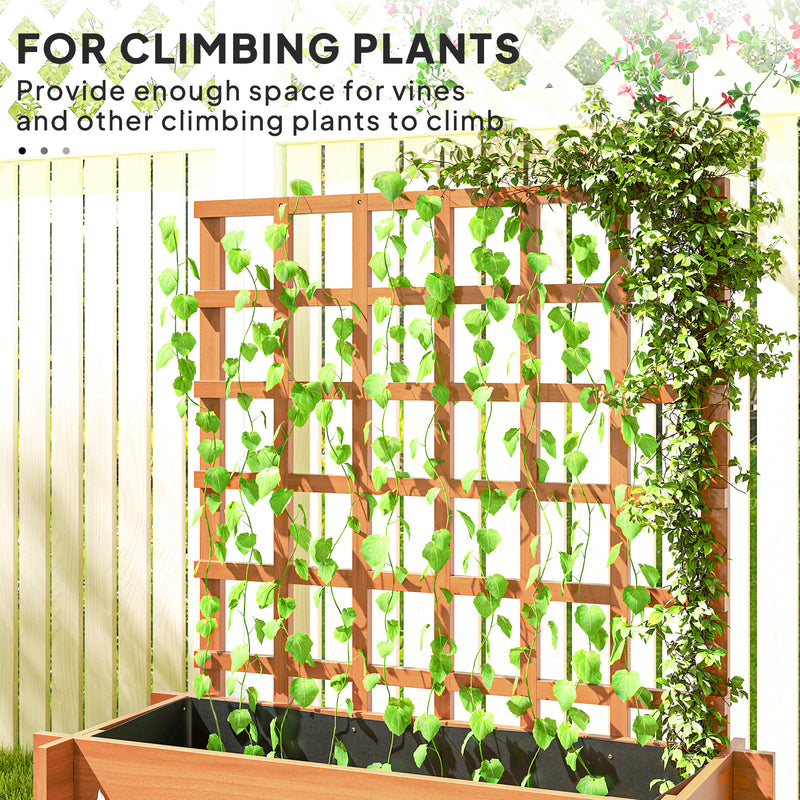 3 Tier Wooden Garden Planter with Trellis for Climbing Plants 95x95x110cm Brown by Outsunny