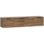 Wall Mounted TV Unit with Shelves and Storage for Living Room Entertainment, Rustic Brown