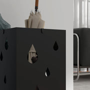 Steel Umbrella Stand with Removable Drip Tray and Hooks for Hallway Storage, Black