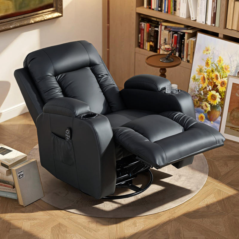 Massage Recliner Armchair with Heat and Remote for Relaxing Evenings at Home Black