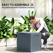 93L Outdoor Garden Storage Box With Handles Waterproof Plastic Trunk Container Light Grey