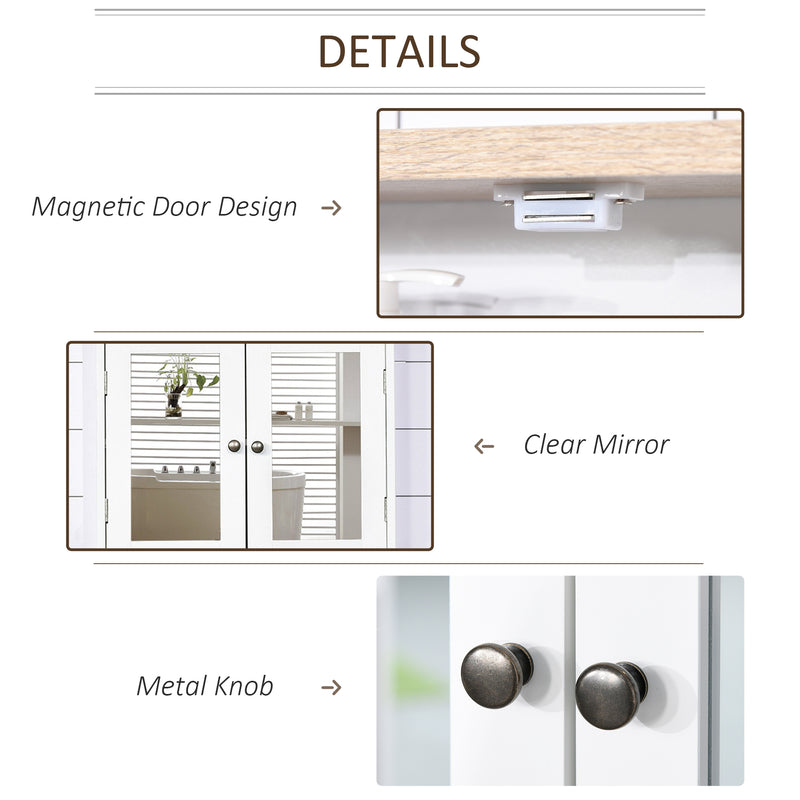White Bathroom Furniture Set with Mirror Cabinet and Sink Storage by kleankin