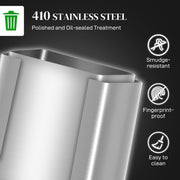 Kitchen Pedal Bin with Dual 20L Compartments for Easy Rubbish and Recycling Silver Tone AOSOM