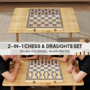 SPORTNOW 15 Inch Chess Set, Foldable Chess and Draughts Set, Brown AOSOM
