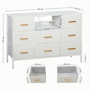 Cream White Boucle Chest of Drawers 8 Drawer Fabric Dresser With USB Charging by HOMCOM