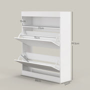 Shoe Storage Cabinet With Flip Doors Holds 16 Pairs Space Saving Design White