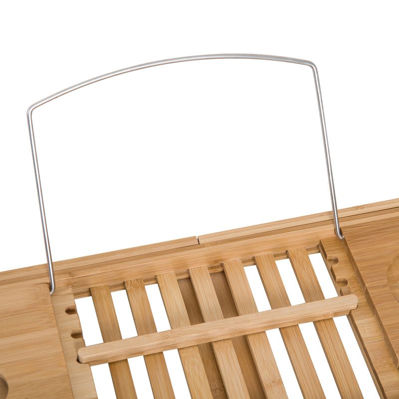 Extendable Bamboo Bath Caddy Shelf Set of 2 Ideal for Bathroom Storage, Natural