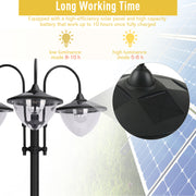 189cm Black Solar Lamp Post with Planter 3 Head Automatic LED Street Light by Outsunny
