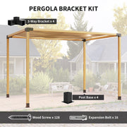 DIY Pergola Kit with 3-Way Corner Brackets and Post Base for 4x4 Timber Includes Screws by Outsunny