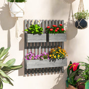Wall Mounted Wooden Garden Planter with Trellis and Drainage Holes Grey by Outsunny