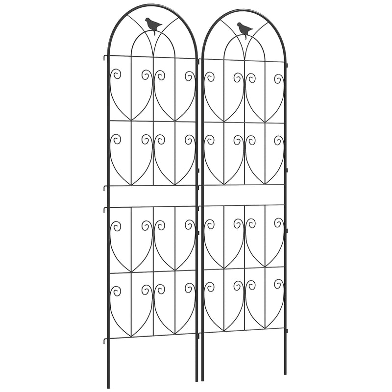 Garden Trellis Set of 2 for Climbing Plant Support and Privacy Screen Black Outsunny