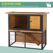 Elevated Outdoor Guinea Pig Hutch With Ramp And Shelter For Small Pets, Grey
