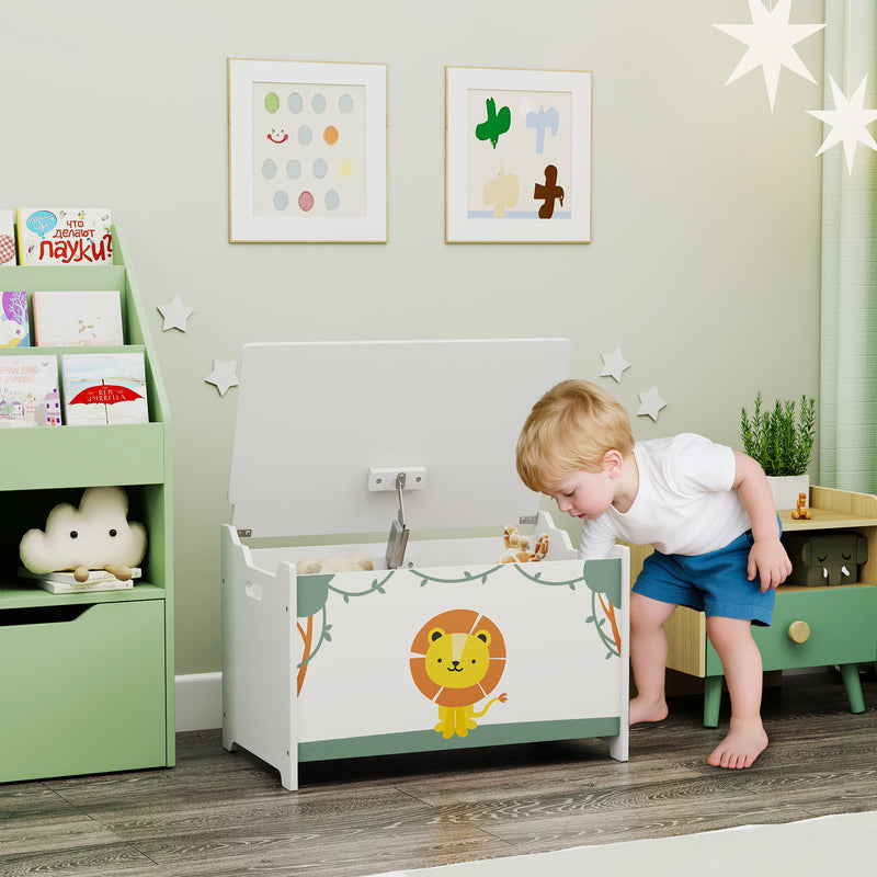 Kids Toy Storage Box With Lid and Safety Hinges Ideal for Bedroom or Playroom Green  60x37x39 cm