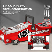 Low Profile Hydraulic Trolley Jack for Easy Vehicle and Equipment Lifting 2.5 Ton Red AOSOM