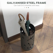 Freestanding Umbrella Stand with Drip Tray and Hooks Ideal for Hallway Storage, Dark Grey