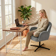 Accent Chair with Swivel Base for Relaxing in Bedroom or Reading Corner Grey Homcom