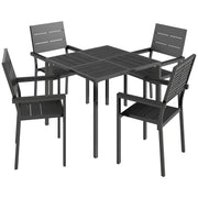 Garden Dining Set for 4 with Weather Resistant Table and Chairs Easy Care Black Outsunny