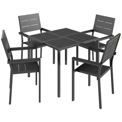 Garden Dining Set for 4 with Weather Resistant Table and Chairs Easy Care Black Outsunny