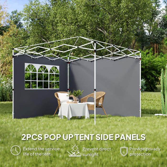 Dark Grey 3m Gazebo Replacement Side Wall Panels With Window by Outsunny