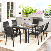 6 Seater Outdoor Dining Set with Wood Effect Table Ideal for Patios, Black