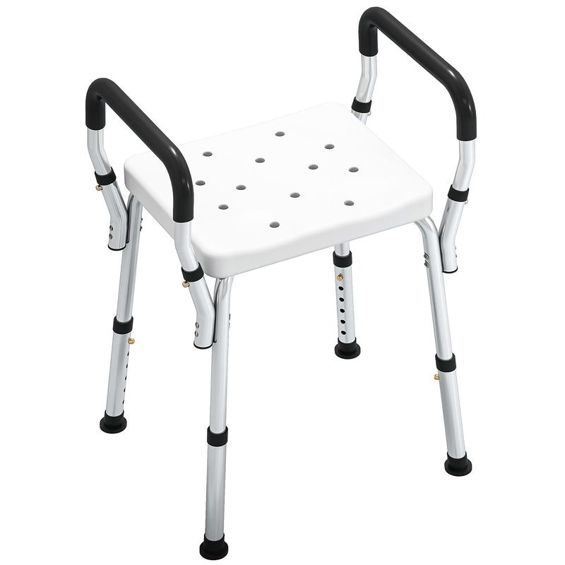 Adjustable Aluminium Bath Seat with Non Slip Legs for Elderly and Disabled, White
