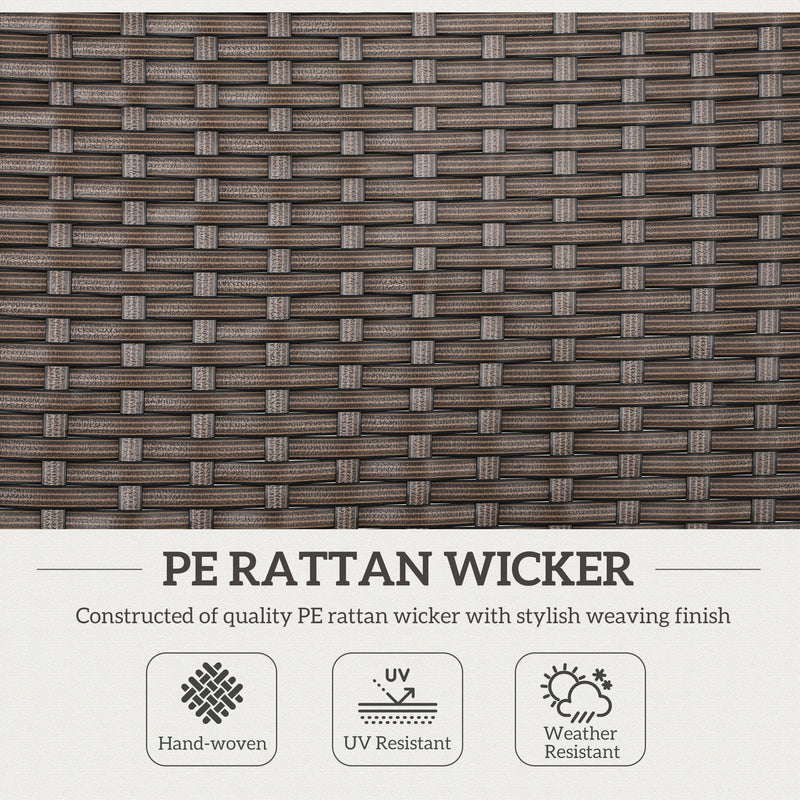 2 Piece Foldable Outdoor Dining Chairs with Armrests and High Backrest for Garden and Camping Brown Rattan by Outsunny