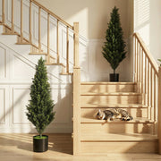Artificial Cypress Trees Set of 2 for Low Maintenance Front Door Display 120 cm Green Homcom