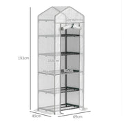 193cm Five Shelf Mini Greenhouse White Portable Grow House by Outsunny