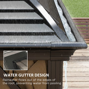 3 x 4m Hardtop Gazebo with Metal Roof Netting and Curtains Brown by Outsunny