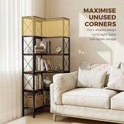 Corner Bookshelf with 5 Shelves for Space Saving Storage and Display Rustic Brown Homcom